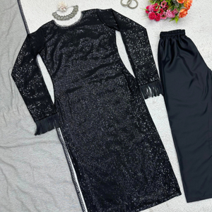 Beau costume de concepteur et Pent-Dupatta avec le travail de séquence - Product Image 4