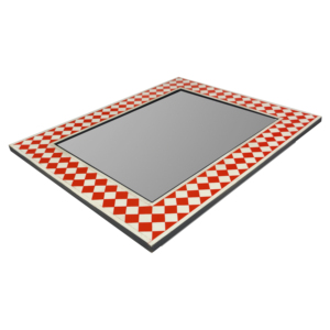 Espejo de Pared Decorativo Grande de Lujo |   Decoración del Hogar de Estilo Francés Vintage |   Espejo Decorativo de Diseño Artesanal con Patrón Rojo y Blanco - Product Image 3