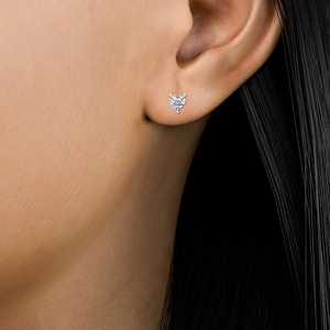 Pendientes de Botón Geométricos con Diamantes de Moissanita en Forma de Corazón Romántico, Plata de Ley 925 con Baño de Oro, Regalo de Compromiso para Novia - Product Image 5