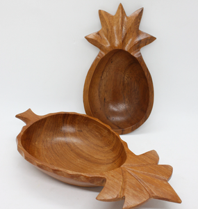 Cuenco de madera para servir ensalada cuenco de fruta seca directo de forma de piña India 2 piezas artesanías cuenco de madera para servir - Product Image 1