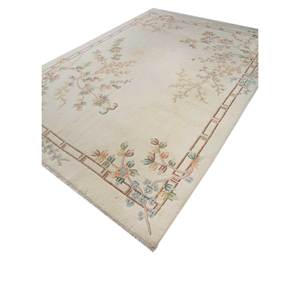 Tapis en laine noués à la main Pechino Winter White 8x11 rectangulaires à motif floral abstrait pour salon Tabriz-Pae-5918 Nettoyage ponctuel - Product Image 2