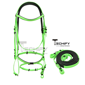 Bride de cheval en PVC durable avec sangle et rênes en caoutchouc, équipement équestre imperméable pour l'équitation et l'entraînement - Product Image 1