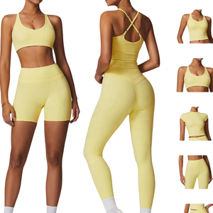 Bra and <b>Shorts</b> Set Halter <b>Tight</b> Fitting <b>Short</b> Top Casual Fitness Trousers Accept OEM Service Gym Clothing Active Wear Yoga - Product Image 2