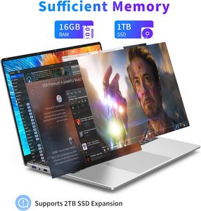 New 16 Inch Gaming Laptop 16GB RAM 1TB SSD N100 Processor FHD 1920x1200 <b>Backlit</b> <b>Keyboard</b> Windows 11 Pro Fingerprint UHD Graphics - Product Image 2