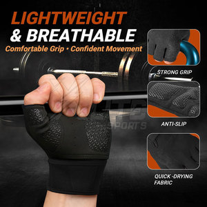 Guantes de Gimnasio Ligeros y Duraderos de Neopreno con Correa de Muñeca Ajustable Antideslizante, Diseño de Medio Dedo para Entrenamiento Físico - Product Image 2