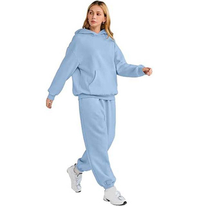 Women Winter Tracksuit Set Regular Fit Hooded Solid Color Stylish Sportswear for Gym and Daily Casual Wear - Product Image 5