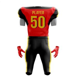 Uniforme de football américain personnalisé bleu blanc jaune imprimé personnalisé nom numéro maillot de football hommes femmes vêtements de sport pour jeunes - Product Image 1