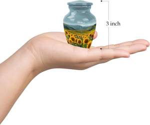 Urna con Vista de girasol para cenizas, urna de cremación de recuerdo para cenizas de bebé, urna conmemorativa para cenizas humanas, funeral, negro, tamaño personalizado, blanco - Product Image 6