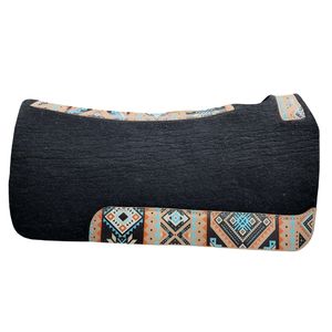 Almohadilla de sillín de fieltro Negro occidental de calidad superior con estampado tribal, Parche de columna vertebral de cuero, logotipo personalizado disponible, fabricado en la India - Product Image 1