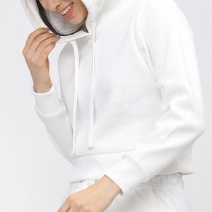 Sudadera con capucha frontal ecológica de algodón 100% de peso pesado para mujer de Color liso a la moda para ropa informal de invierno - Product Image 3