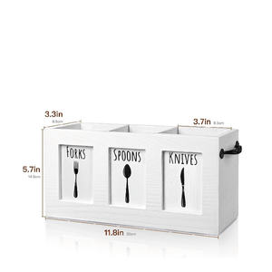 Comptoir de cuisine de ferme Organisateur de couverts en bois rustique Porte-ustensiles et argenterie - Product Image 4