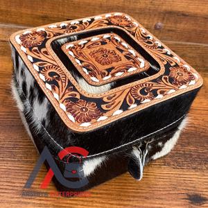 Organisateur de bijoux de luxe portable en cuir usiné à la main étui à bijoux de voyage en cuir de vachette de haute qualité anneau boucle d'oreille boîte à bijoux - Product Image 1