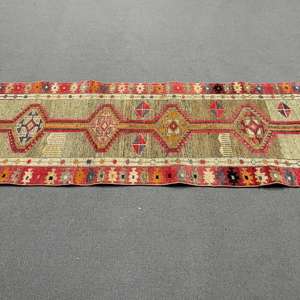 Alfombra vintage de 2.5x10.4 pies, alfombra turca de lana con diseño de plantas y árboles en tono rojo marrón - Product Image 5