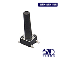 Interrupteur tactile SMD VAOHM VA-TSP4SB-S15H 6 mm x 6 mm x 15 mm (1 sac/1000 pièces)