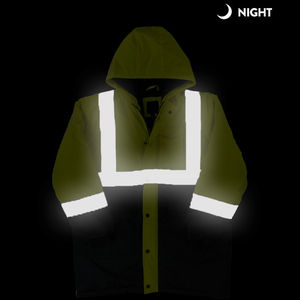 Gilet de sécurité personnalisé avec logo, veste de travail d'hiver réfléchissante haute visibilité pour homme, imperméable, conforme à la norme ANSI Classe 2, avec éclairage LED, 2025 - Product Image 5