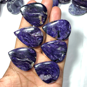 Vente en gros de cabochons en charoite naturelle, forme mixte, toutes tailles, accessoires de bijouterie semi-précieuse de guérison énergétique - Product Image 2