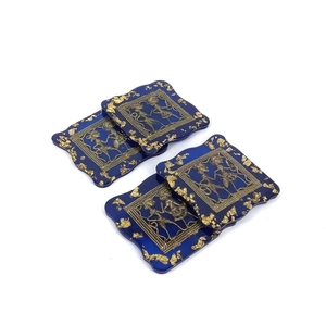Brass Resin 4-Piece Set Handcrafted Square <b>Blue</b> Translucent Coasters <b>Table</b> <b>Mat</b> Pads - Product Image 1
