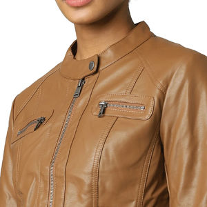 Chaqueta de Cuero de Moda para Mujer, Hecha con Material de Cuero Personalizado de Primera Calidad, Disponible a un Precio Accesible, Precio Económico, OEM - Product Image 3