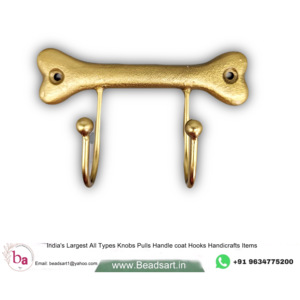 Laiton chien os mur fonte manteau et chapeau crochets cintre laiton Antique et porte-clés cintre - Product Image 1