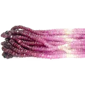 Natural Ruby Shaded Faceted Rondelle Beads for Jewelry Making Wholesale Precious Gemstone Beads 16 inch