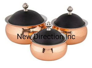 Ensemble de 3 casseroles décoratives gravées à la main au nouveau design attrayant serveur isolé servant des aliments marmite - Product Image 6