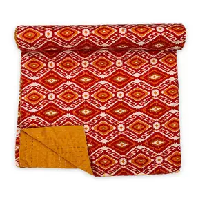 Deodoran tradisional multi warna dicetak selimut reversibel lembut atau bedcover ukuran 90x108 inci dalam cetakan batik.