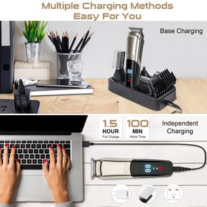 Rasoir électrique sans fil étanche IPX7 pour hommes, tondeuse pour poils du corps, moustache, nez et visage - Product Image 2