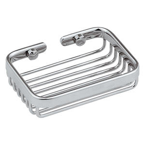 Porte-savon rectangulaire en laiton chromé longueur 12 cm - Product Image 1