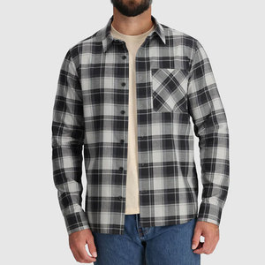 Chemise Homme Printemps en Flanelle de Haute Qualité, Unie, Manches Longues, Respirante, 100% Coton, Noire, Boutonnée, Écologique, Infroissable - Product Image 5