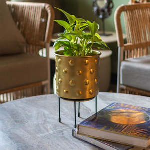 Macetas de metal dorado al por mayor con soporte a bajo precio del fabricante y exportador indio - Product Image 2