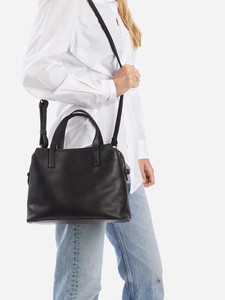 Bolso de Mano de Cuero Genuino Negro para Mujer, Bolso de Hombro Pequeño Resistente al Agua de 7 Pulgadas, Bolso Cruzado con Asa Superior y Cremallera para Trabajo y Oficina - Product Image 2