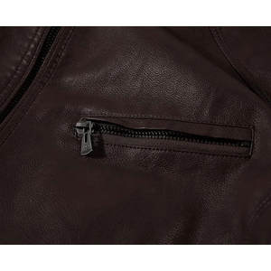 2025 llegada Unisex diseño Color bloque hombres chaqueta de cuero genuino personalizado de alta calidad hombres chaqueta de cuero al por mayor - Product Image 4