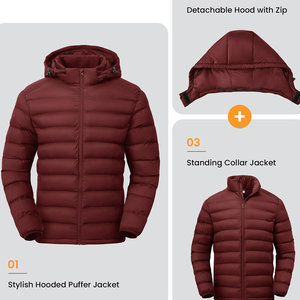 Chaquetas acolchadas para hombre OEM, ropa de calle cálida personalizada, cuello con capucha a la moda, deportes de invierno, chaquetas transpirables de estilo informal para hombre - Product Image 3