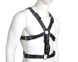 Arnés de cuero de vaca Real doble doblado para hombres, pecho, hombro, hombres, ropa fetiche, 2017 - Product Image 2