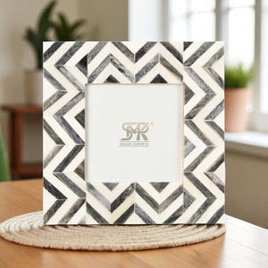 Premium Handmade Bone Inlay Photo <b>Frame</b> with Herringbone Design for Modern Rustic or Boho Interior Accents - Product Image 4