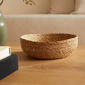 Round <b>basket</b> made of seagrass, storage <b>basket</b>, <b>woven</b> <b>basket</b> - Product Image 3