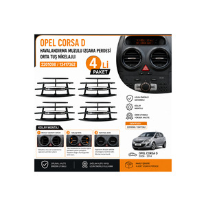 Grille de ventilation pour Opel Corsa D 2006-2014, lot de 4 avec bouton central chromé en aluminium Kraftwoll - Product Image 3