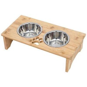 Support pour animaux de compagnie en bois à double bol |   Qualité artisanale |   Prix direct d'usine - Product Image 1