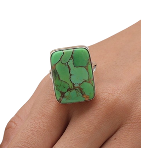 Anillo de Plata de Ley 925 hecho a mano para mujer, de alta calidad Natural piedra preciosa, turquesa, regalo de fiesta de boda, corte de pera, Spinner único - Product Image 1