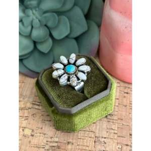 Southwest Handmade Opal & Multi Stone Sterling <b>Silver</b> <b>Adjustable</b> <b>Ring</b> - Product Image 3