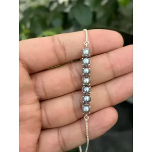 Pulsera de Perlas de Tahití Chapada en Oro de 14K, Platino y Rodio, Cadena de Plata 925, Corte Princesa, Patrón Floral, Oro Rosa, Religiosa - Product Image 1