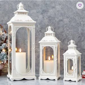 Luxury White Lantern <b>Set</b> with Glass Panels Soft <b>Candle</b> Glow Timeless Design Ideal for Festive Home Decor and Elegant Gifting - Product Image 3