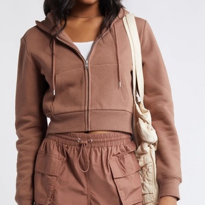 Sudadera de Algodón French Terry con Cuello con Cremallera y Capucha para Mujer, Talla Grande, Diseño de Invierno, Logotipo Personalizado en la Parte Delantera, Tejido de Punto, Venta al Por Mayor - Product Image 6