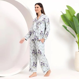 Handgemaakte Indiase Katoenen Blok Print Pyjama Set Voor Vrouwen Elegante Zomer Lounge Wear Gepersonaliseerde Bruidsmeisjes Bruiloft Pj Odm - Product Image 4