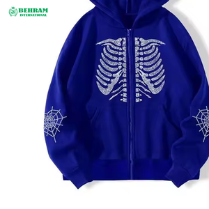 Sweat à capuche unisexe de haute qualité, personnalisé, nouveau design, 100% coton, fermeture éclair, broderie de logo personnalisée sur le devant, respirant, séchage rapide, hiver - Product Image 6