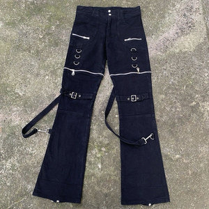 Pantalon noir gothique à boucles pour femme, vente chaude, pantalon de haute qualité, vente en gros 2026 - Product Image 1