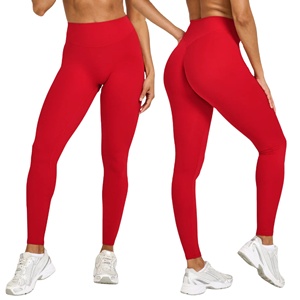 Pantalon de yoga côtelé sans couture taille mi-haute élastique pour femme, tendance, effet push-up, contrôle du ventre, anti-odeur, pour l'entraînement - Product Image 1