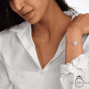 NOVAMART Fine Silverings 925 Sterling <b>Silver</b> Women's <b>Bracelet</b> with Pretty Zircon Fine <b>Charm</b> for Elegant Women Wholesale Export - Product Image 4