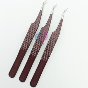 Pince à cils en acier inoxydable durable à 45 degrés pour éventer et isoler emballage bleu personnalisé de marque privée de couleur marron - Product Image 3