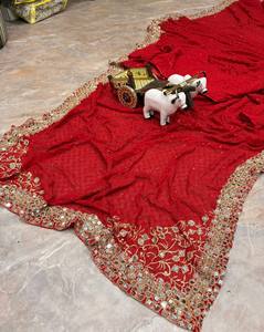 Sari Indio Tradicional para Novia, Ropa de Fiesta y Festival, Venta Caliente, de Proveedor Indio a Precio de Mayoreo - Product Image 4